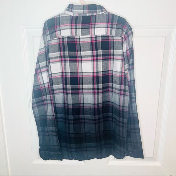 Faded Glory Button Down Shirt Classic Style Ombre Black Pink Girls 10 - Picture 6 of 9